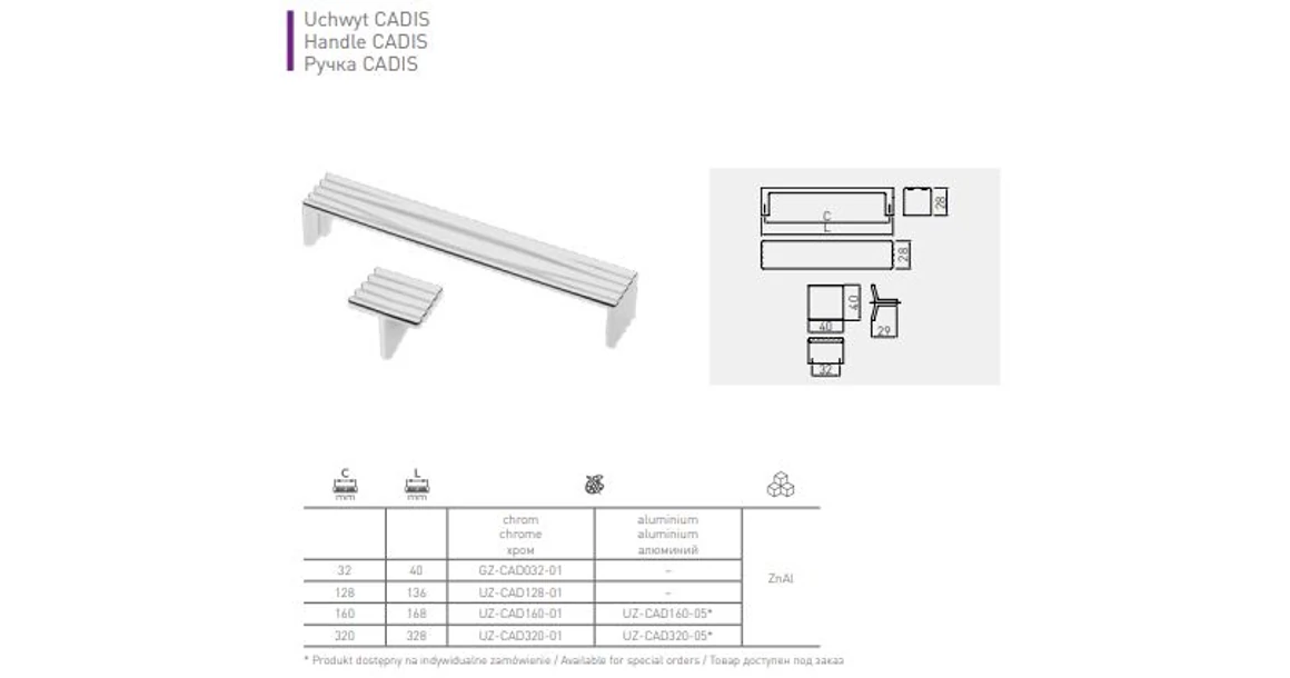 Kép 3/3 - Fogantyú fém, 160mm  CADIS króm