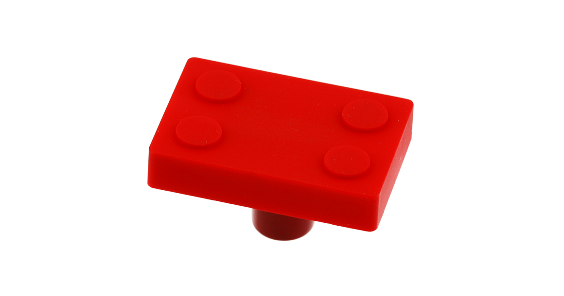 Kép 1/2 - Fogantyú gomb, gumi, kocka, piros