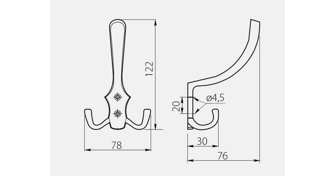 Kép 4/4 - Fogas fém, K24-A0, kalaptartós, króm