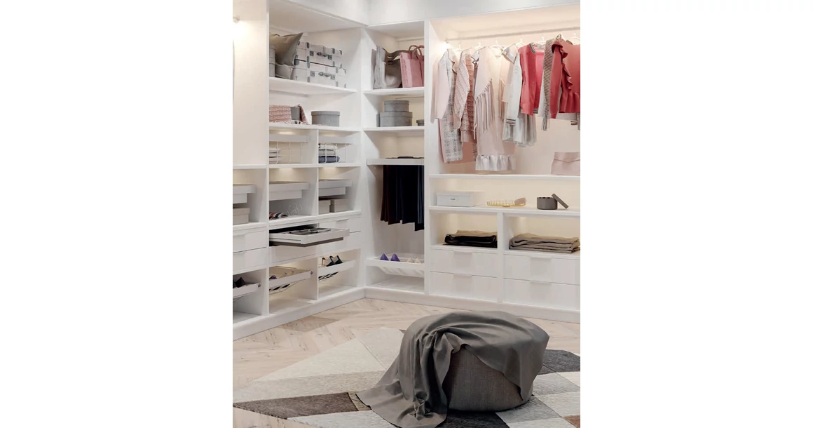 Kép 2/5 - Gardób ELITE kosár 116mm magas, teljes kihúzású, csillapított záródású, rejtett fióksínnel szerelve, 560-618mm, fehér