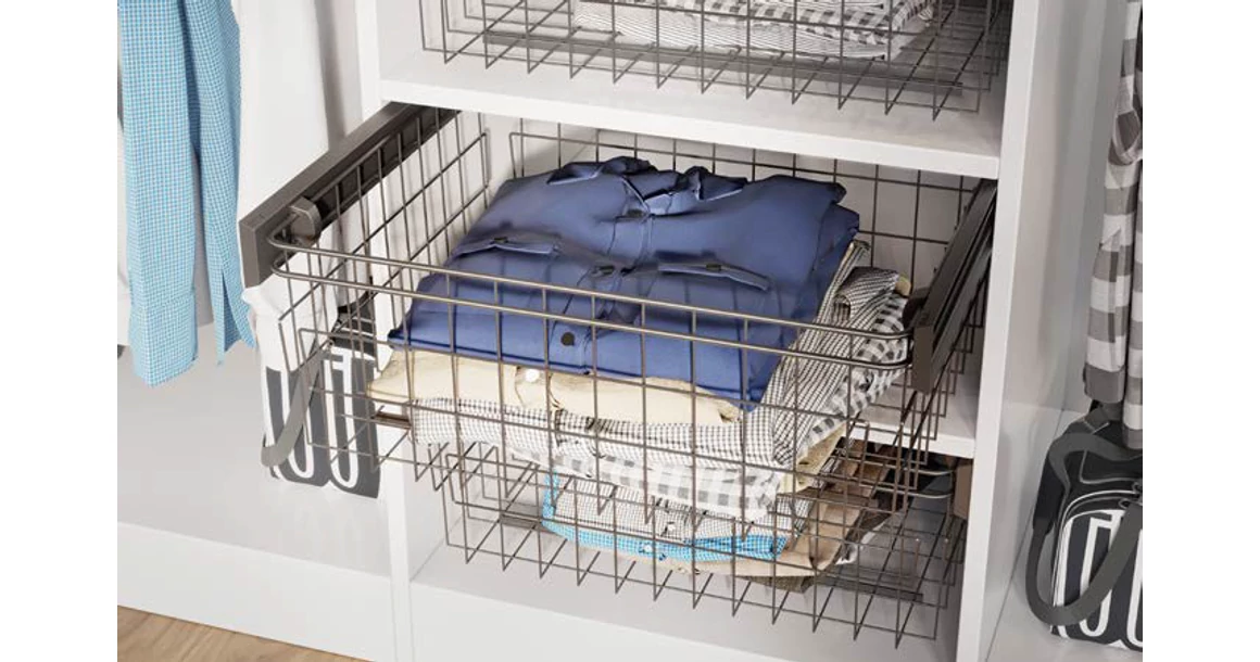 Kép 4/6 - Gardób SMART kosár 233mm magas, teljes kihúzású, csillapított záródású, golyós fióksínnel szerelve, 560-568mm, fehér