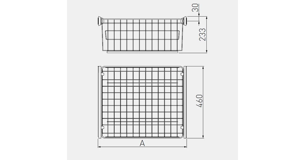 Kép 6/6 - Gardób SMART kosár 233mm magas, teljes kihúzású, csillapított záródású, golyós fióksínnel szerelve, 560-568mm, fehér