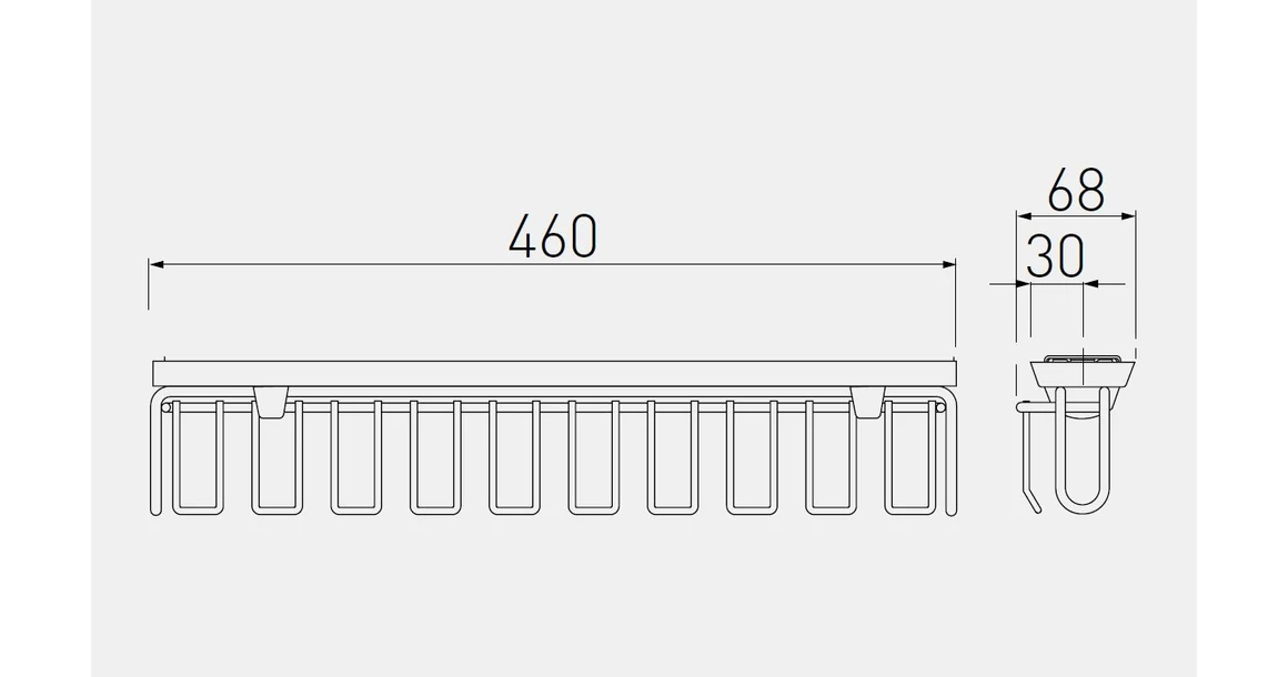 Kép 6/6 - Gardób SMART nyakkendőtartó 68mm magas, teljes kihúzású, csillapított záródású, golyós fióksínnel szerelve, antracit