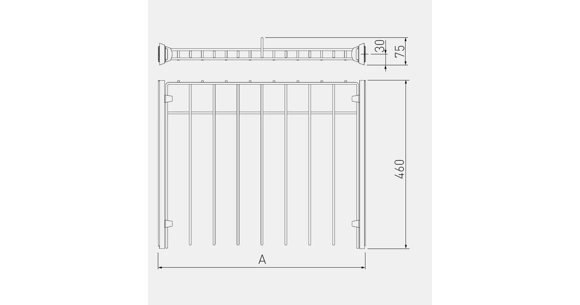 Kép 5/5 - Gardób SMART nadrágtartó 75mm magas, teljes kihúzású, csillapított záródású, golyós fióksínnel szerelve, 560-568mm, antracit