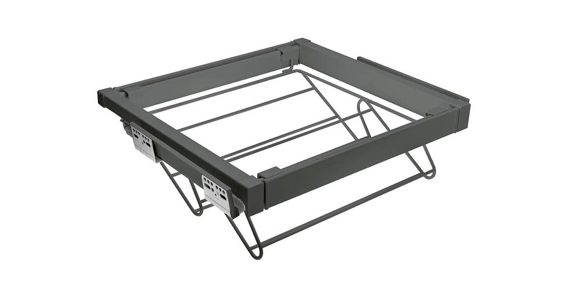 Kép 1/5 - Gardób ELITE cipőtartó 177mm magas, teljes kihúzású, csillapított záródású, rejtett fióksínnel szerelve, 560-618mm, antracit