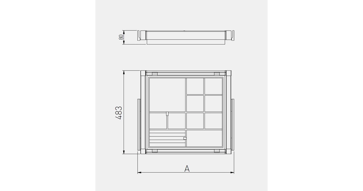 Kép 5/5 - Gardób ELITE rendszerező  80mm magas, teljes kihúzású, csillapított záródású, rejtett fióksínnel szerelve, 560-618mm, fehér