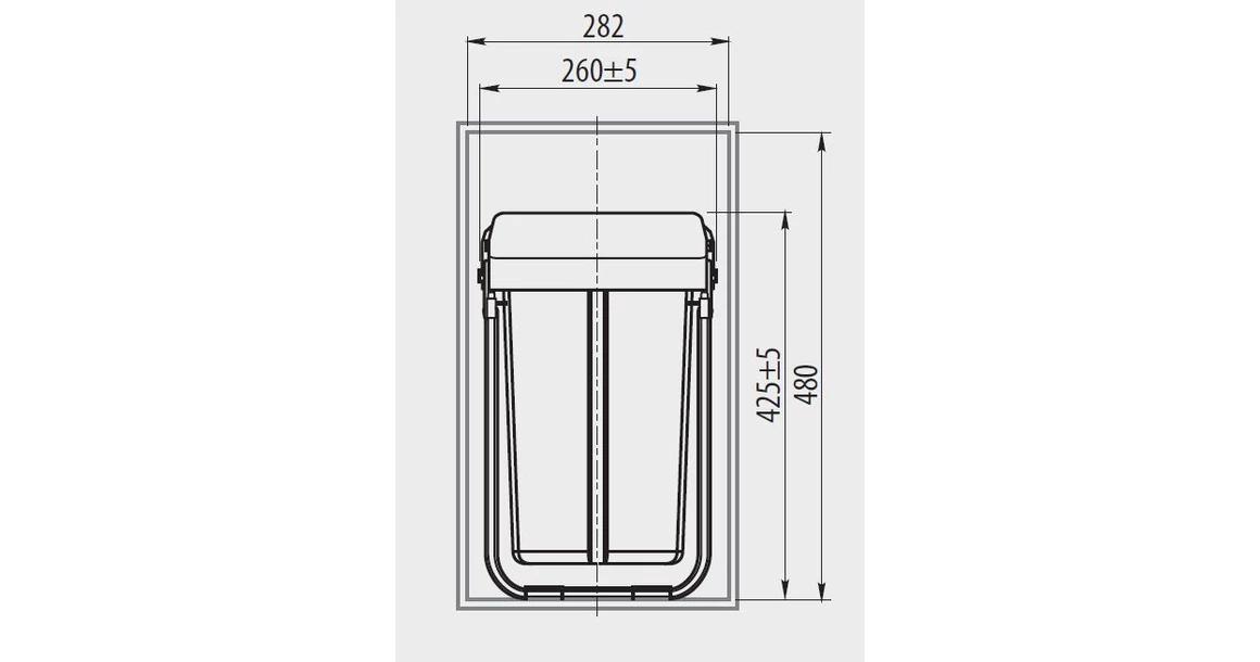 Kép 3/4 - Hulladékgyűjtő GTV Practi Eco 300, szelektív, manuális működés, 300mm-es elembe, lágy záródás, 3x10l edénnyel, fedéllel