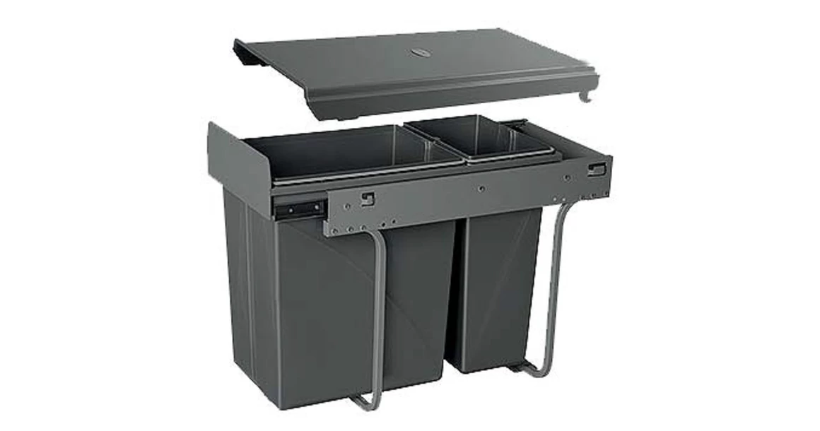 Kép 1/4 - Hulladékgyűjtő GTV Practi Eco 300, szelektív, manuális működés, 300mm-es elembe, lágy záródás, 10+20 L edénnyel, fedéllel