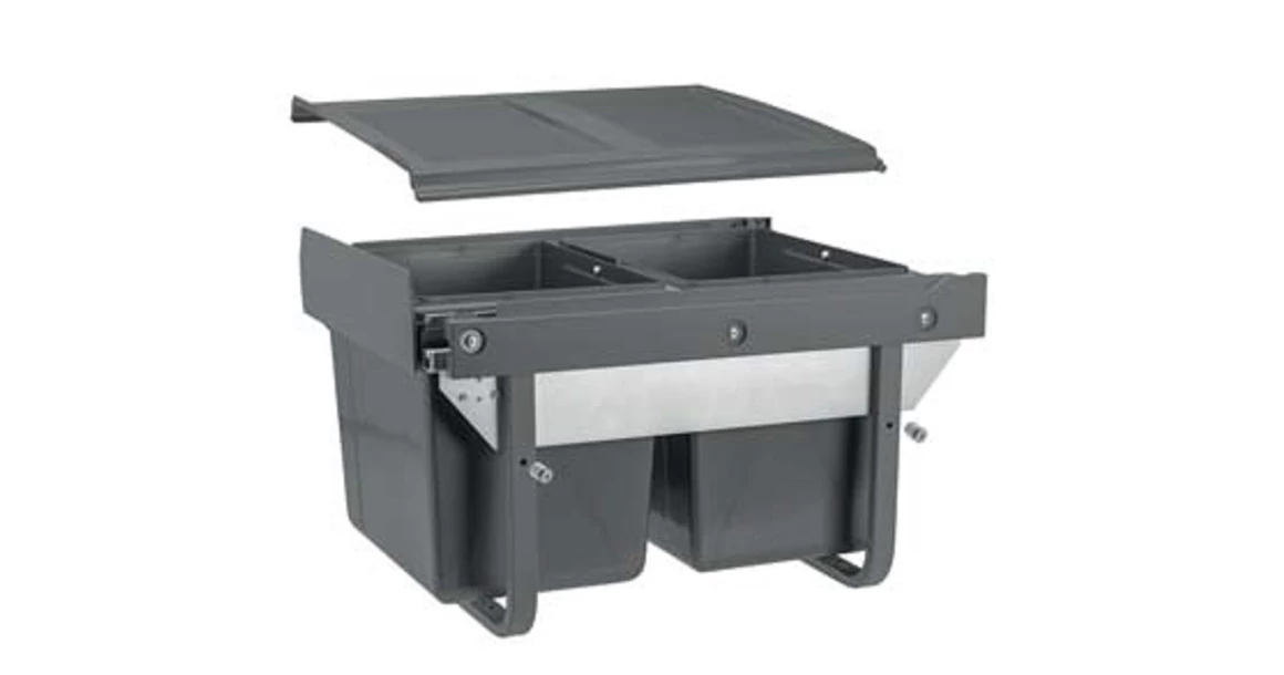 Kép 1/4 - Hulladékgyűjtő GTV Practi Eco 450, szelektív, manuális működés, lágy záródás, 2x15 L edénnyel, fedéllel