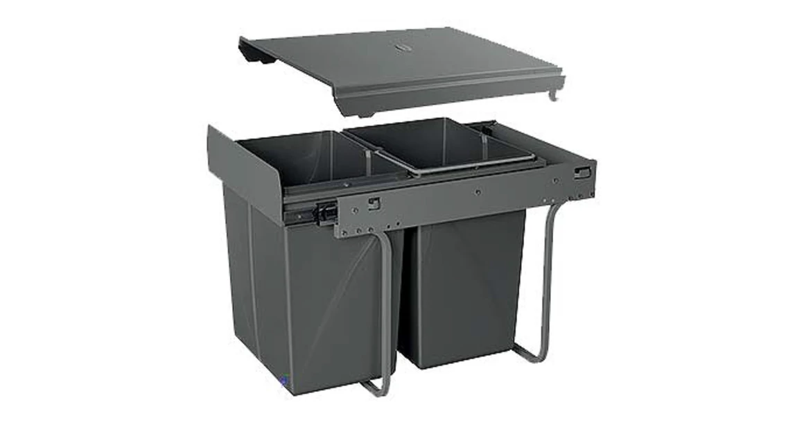 Kép 1/4 - Hulladékgyűjtő GTV Practi Eco 400, szelektív, manuális működés, lágy záródás, 2x20 L edénnyel, fedéllel