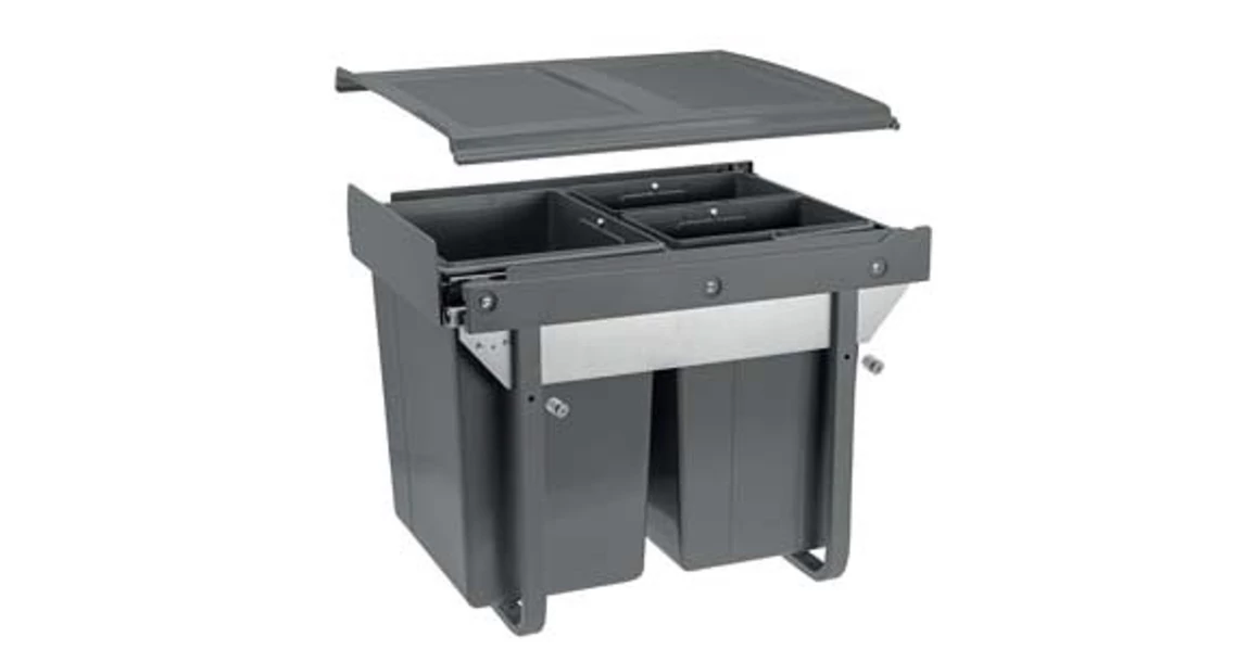 Kép 1/4 - Hulladékgyűjtő GTV Practi Eco 450, szelektív, manuális működés, lágy záródás, 20+2*10 L edénnyel, fedéllel