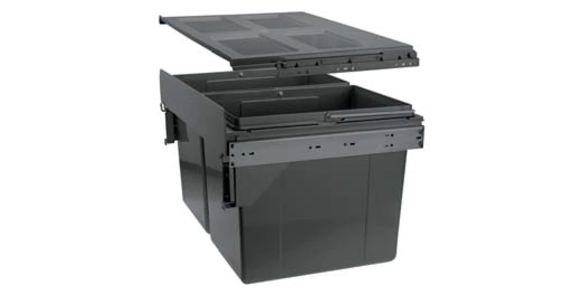 Kép 1/2 - Hulladékgyűjtő GTV Practi Eco 400, szelektív, frontkihúzású, golyós csúszóval, 2x16L