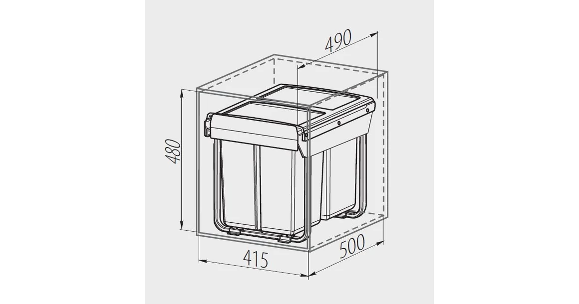 Kép 3/4 - Hulladékgyűjtő GTV Practi Eco 450, szelektív, manuális működés, lágy záródás, 2*20 L edénnyel, fedéllel
