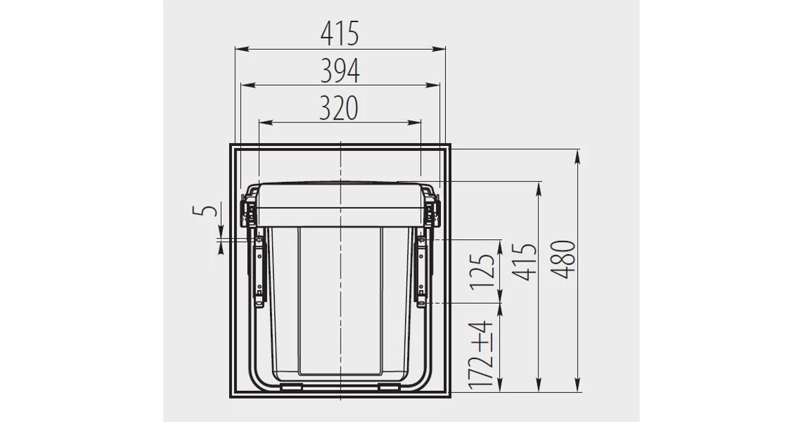 Kép 2/4 - Hulladékgyűjtő GTV Practi Eco 450, szelektív, frontkihúzású, lágy záródás, 20+2*10 L edénnyel, fedéllel