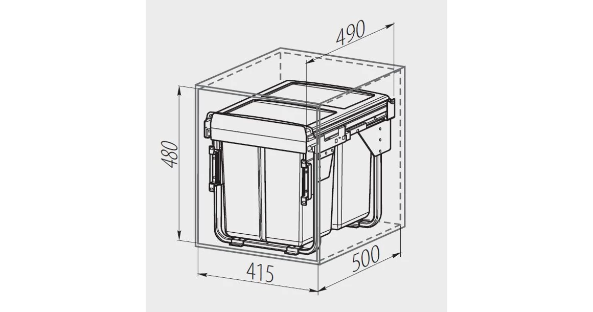 Kép 3/4 - Hulladékgyűjtő GTV Practi Eco 450, szelektív, frontkihúzású, lágy záródás, 20+2*10 L edénnyel, fedéllel