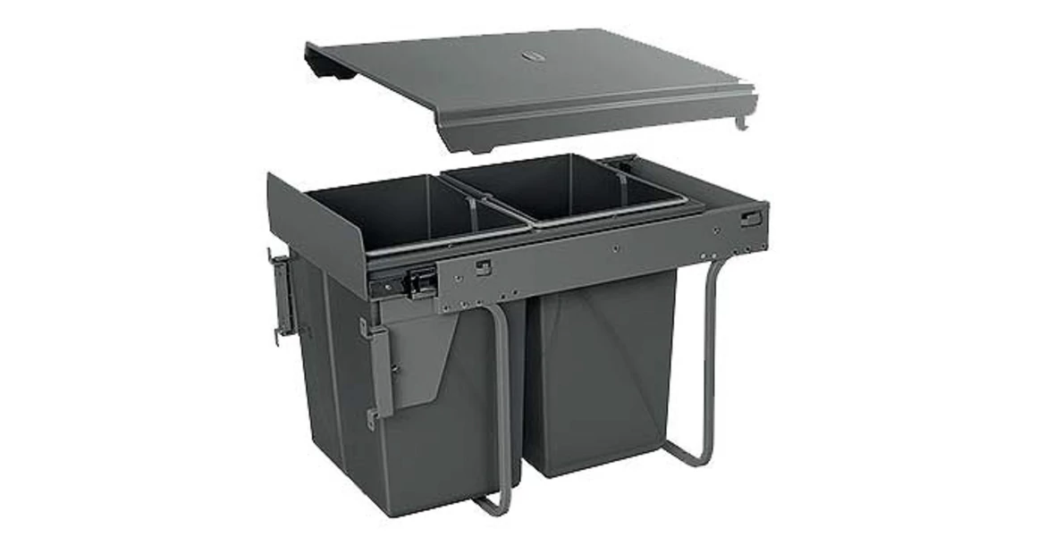 Kép 1/4 - Hulladékgyűjtő GTV Practi Eco 400, szelektív, frontkihúzású, lágy záródás, 2x20 L edénnyel, fedéllel