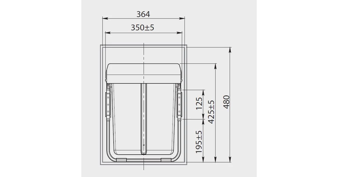 Kép 3/4 - Hulladékgyűjtő GTV Practi Eco 400, szelektív, frontkihúzású, lágy záródás, 2x20 L edénnyel, fedéllel