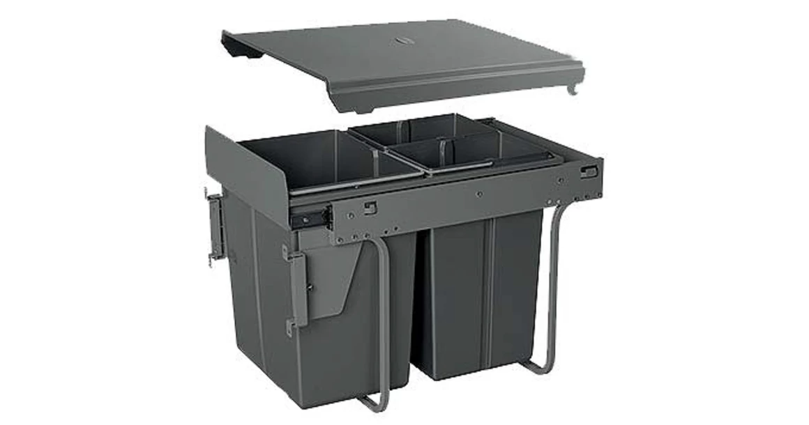 Kép 1/4 - Hulladékgyűjtő GTV Practi Eco 400, szelektív, frontkihúzású, lágy záródás, 2x10+20 L edénnyel, fedéllel