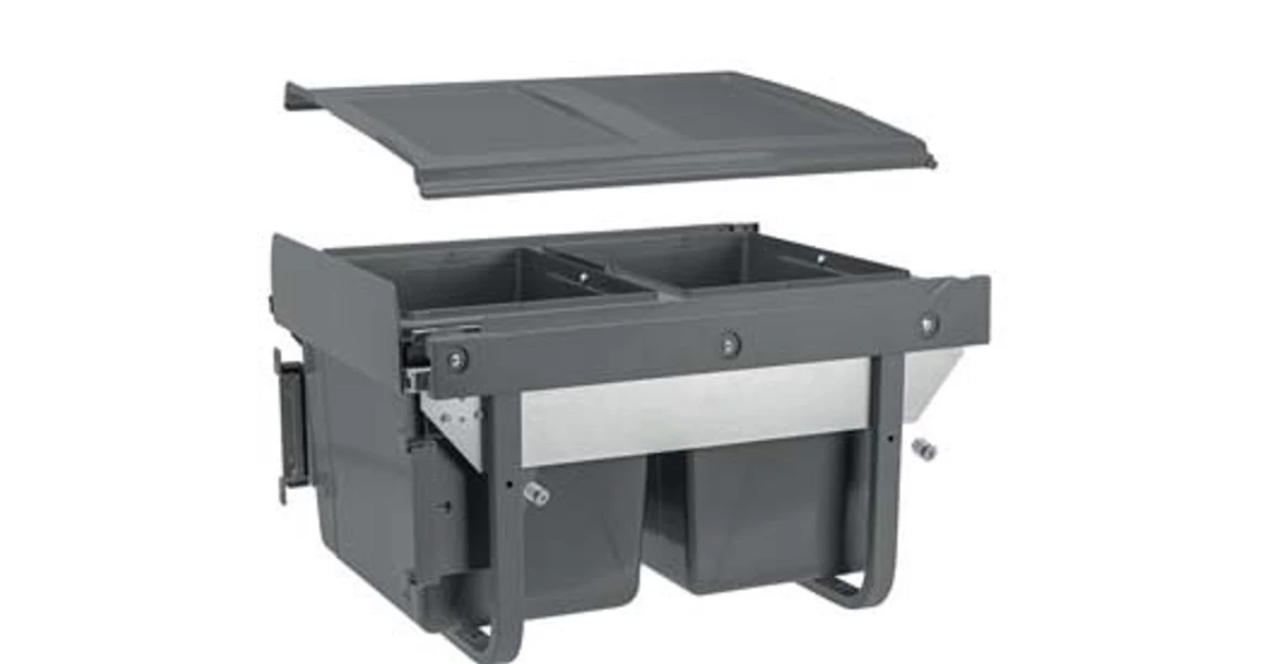 Kép 1/4 - Hulladékgyűjtő GTV Practi Eco 450, szelektív, frontkihúzású, lágy záródás, 2x15 L edénnyel, fedéllel