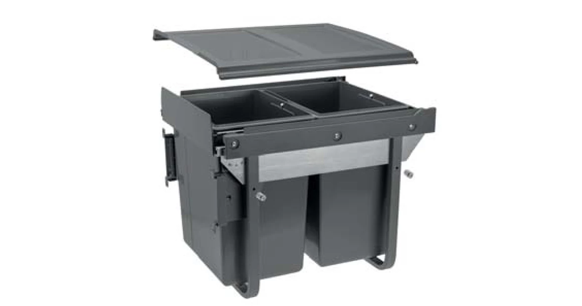 Kép 1/4 - Hulladékgyűjtő GTV Practi Eco 450, szelektív, frontkihúzású, lágy záródás, 2*20 L edénnyel, fedéllel