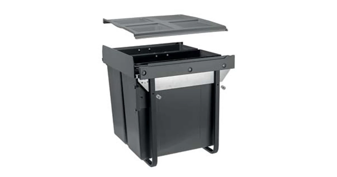 Kép 1/4 - Hulladékgyűjtő GTV Practi Eco 600, szelektív, frontkihúzású, lágy záródás, 2*34 L edénnyel, fedéllel