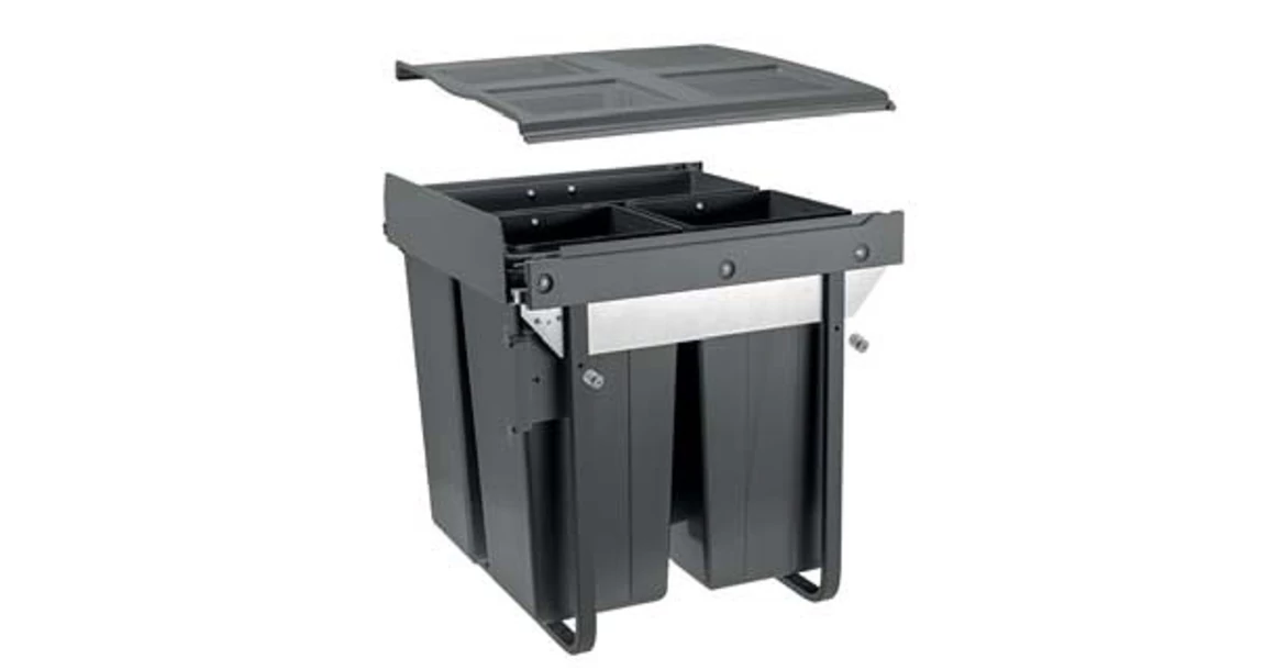 Kép 1/4 - Hulladékgyűjtő GTV Practi Eco 600, szelektív, frontkihúzású, lágy záródás, 34+2*17 L edénnyel, fedéllel