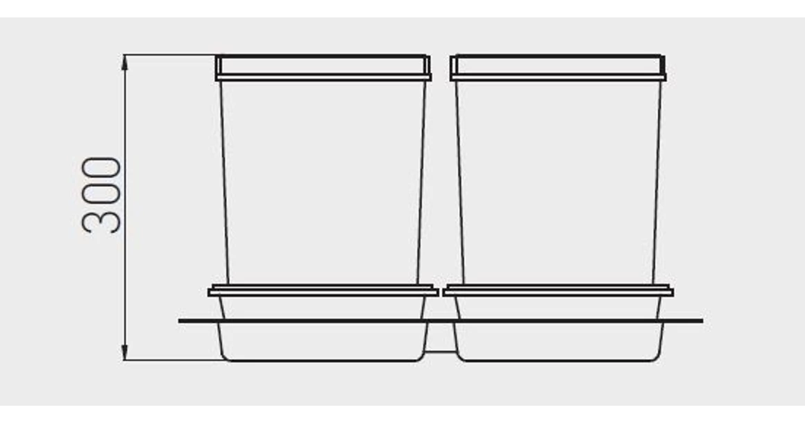 Kép 2/3 - Hulladékgyűjtő GTV Multino 600, szelektív, utólag behelyezhető, 2*15 L edénnyel, fedéllel, tárolókkal