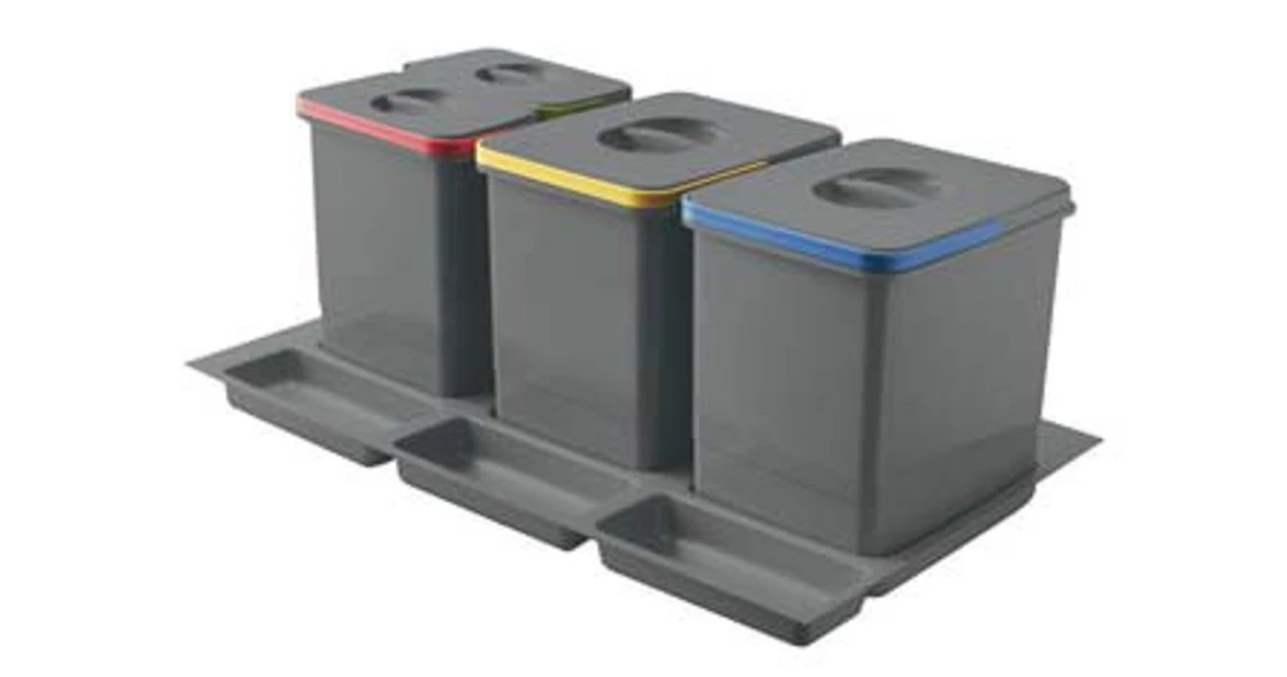 Kép 1/3 - Hulladékgyűjtő GTV Multino 800, szelektív, utólag behelyezhető, 2*15+2*7 L edénnyel, fedéllel, tárolókkal