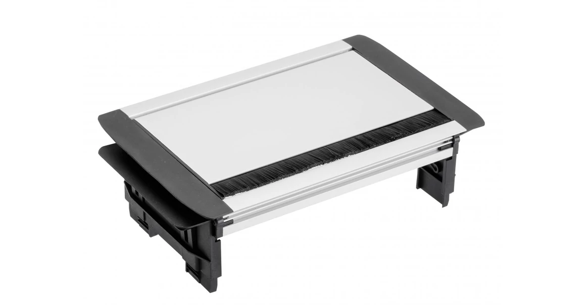 Kép 2/3 - Átmenő asztali konnektor, kefével, kábel hozzáférés 3 x aljzat SCHUKO, 220-240V AC max. 3600W, 16A, IP20, kábellel 1,5m,