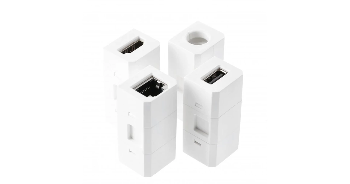 Kép 2/5 - Konnektor, pultba süllyesztett, 1x dugalj, variálható, USB A, USB C, hálózati RJ45, HDMI,  1,5fm kábellel, fehér, CHARGER PLUS