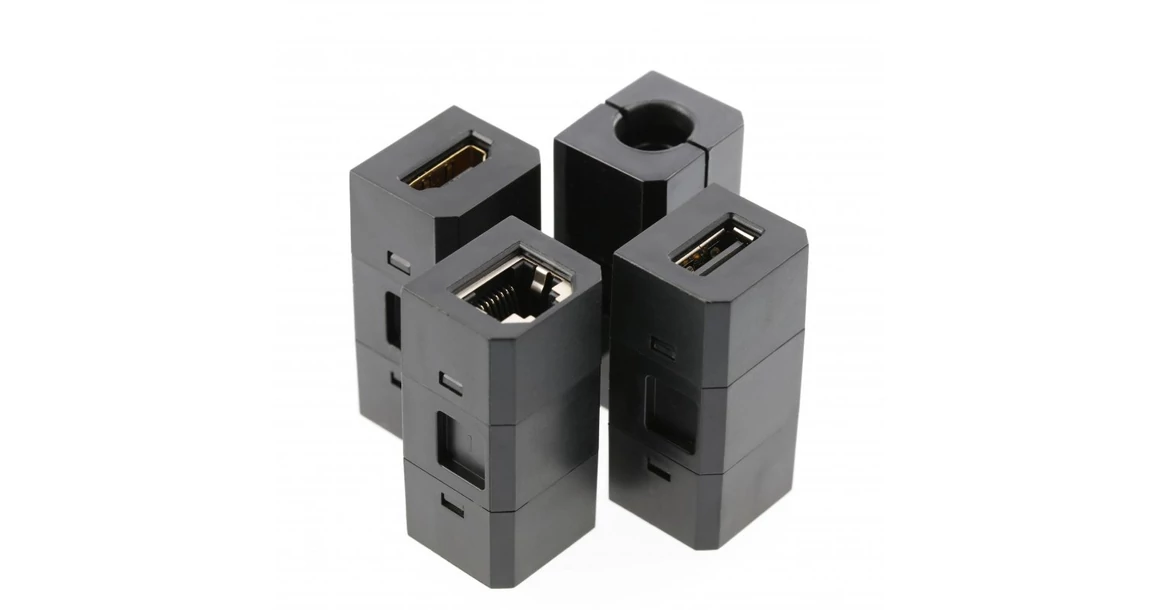 Kép 2/8 - Konnektor, pultba süllyesztett, 1x dugalj, variálható, USB A, USB C, hálózati RJ45, HDMI,  1,5fm kábellel, fekete, CHARGER PLUS