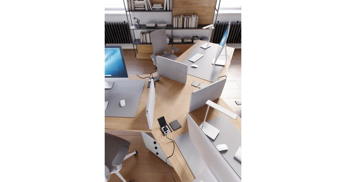 Kép 4/6 - Konnektor, pultba süllyesztett, 1x dugalj, 2x USB 2A, 1x hálózati RJ45, 1x HDMI, 1,5 kábellel, fekete, FLIP