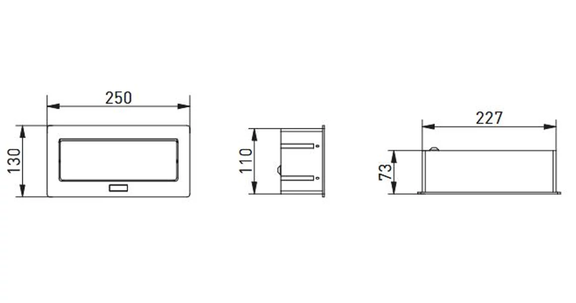 Kép 3/3 - Konnektor, pultba süllyeszthető, fekvő, SOFT, 2x dugalj,2x USB A+C, 1,5 lábellel, alumínium