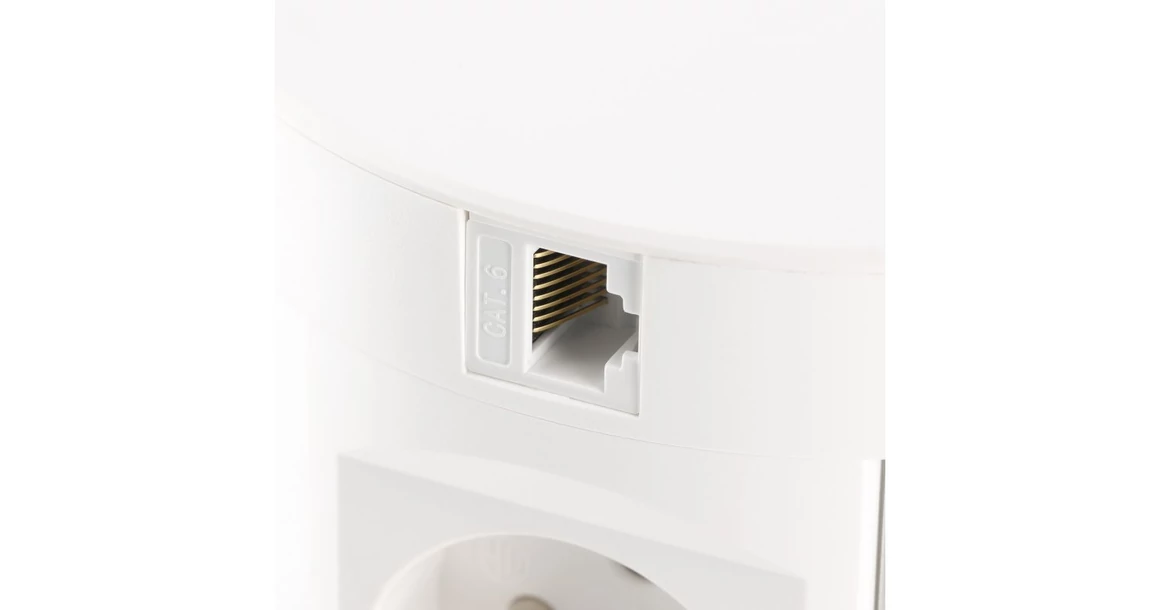 Kép 4/10 - Konnektor, pultba süllyeszthető, 4x dugalj, 2x USB 2A, 2x hálózati RJ45, 1,5 kábellel, 5W indukciós töltővel, fehér, 120mm COMFORT PLUS