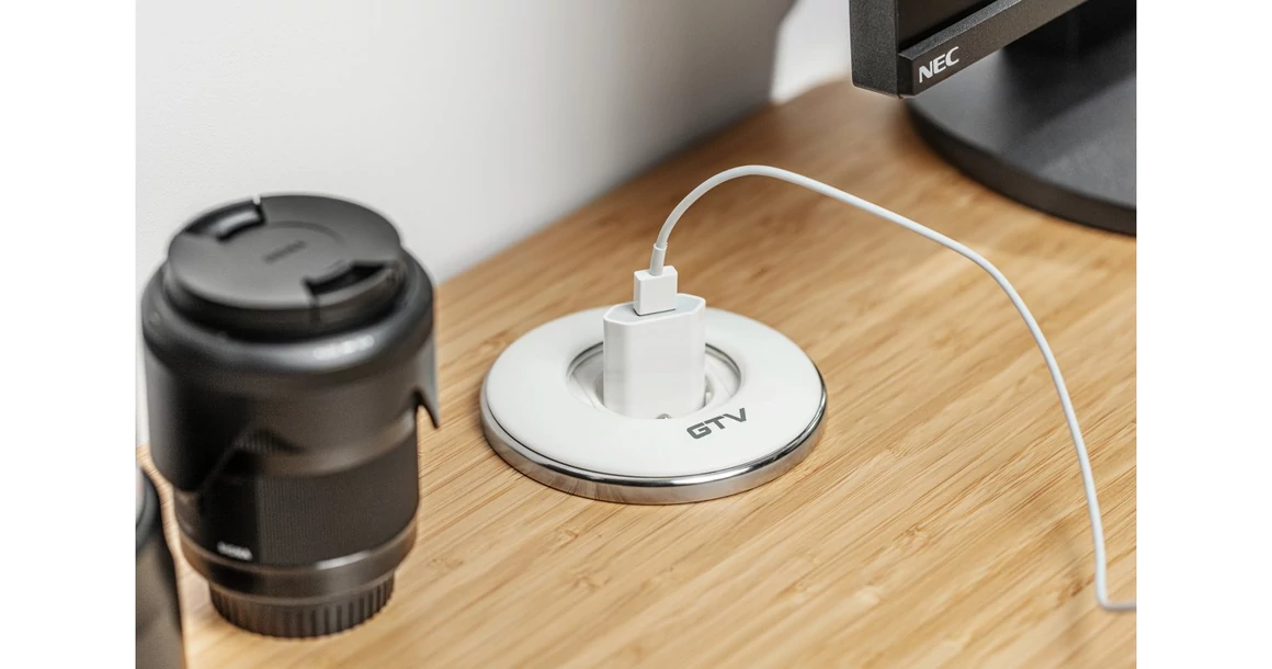 Kép 5/6 - Konnektor, pultba süllyesztett, 1,5m, SHUTTER, fehér