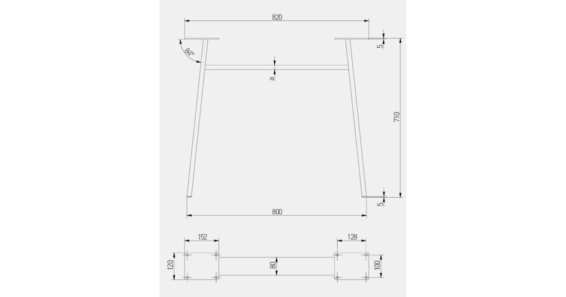 Kép 3/3 - Asztalláb fém INDUSTRIA-H20,  710mm, fekete