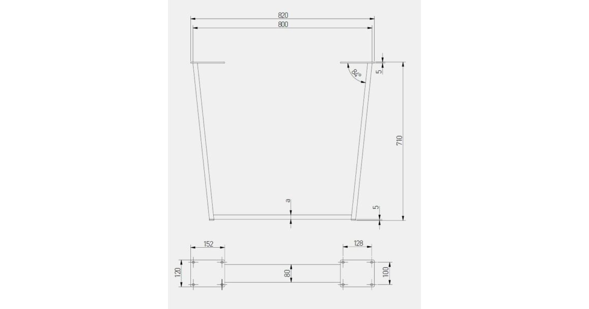 Kép 2/2 - Asztalláb fém INDUSTRIA-T20,  710mm, fekete