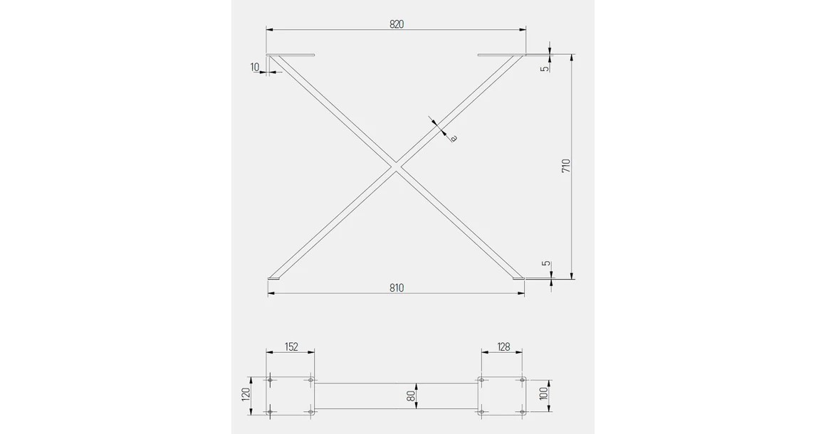 Kép 2/2 - Asztalláb fém INDUSTRIA-X20,  710mm, fekete Stolmet