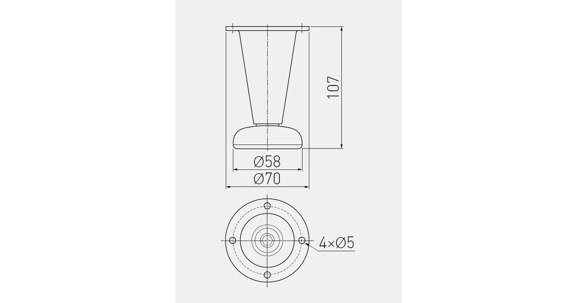 Kép 2/2 - Bútorláb fém, BD-780, 107mm, króm