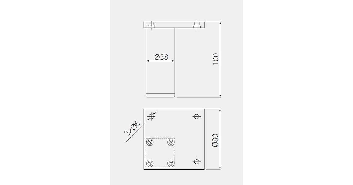 Kép 2/2 - Bútorláb alumínium, BD-727, 100mm, matt króm