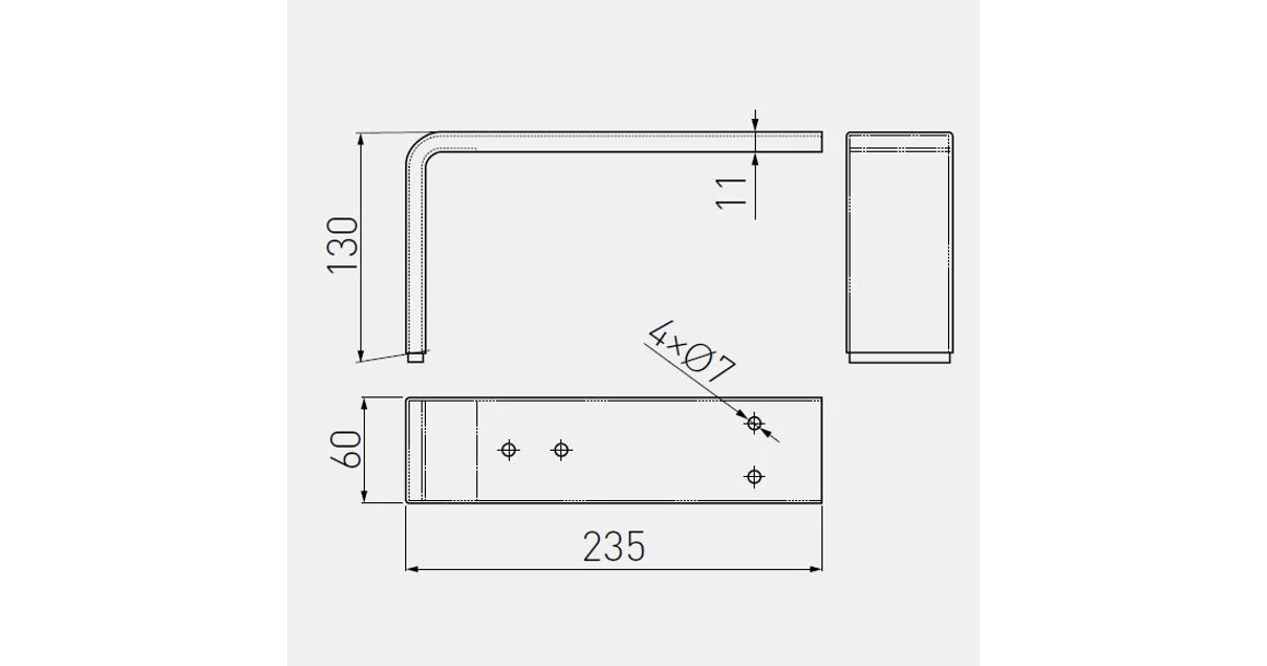 Kép 2/2 - Bútorláb fém, MDN-04, 130mm, króm