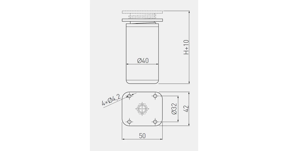 Kép 2/2 - Bútorláb alumínium, NACK,  60mm, matt króm