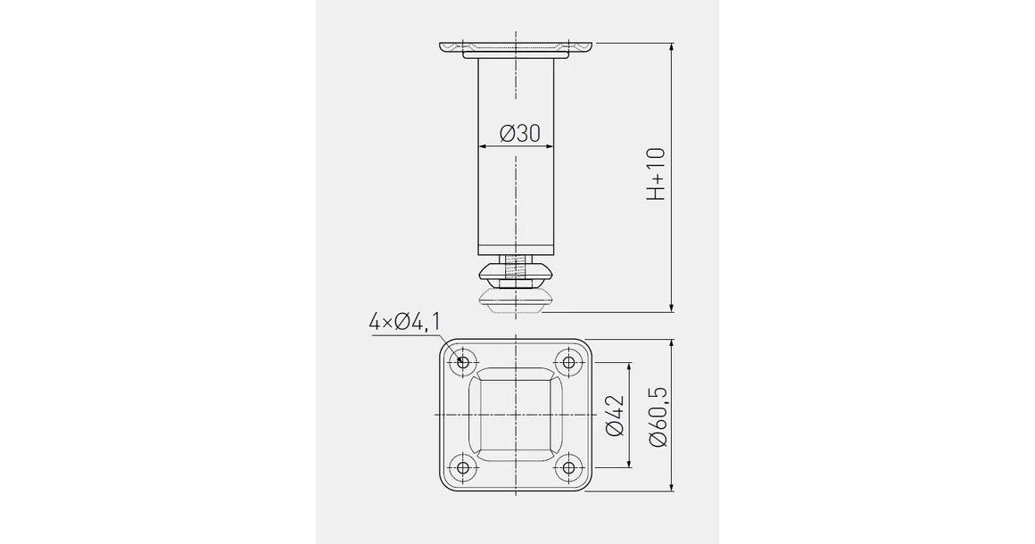 Kép 2/2 - Bútorláb fém, SQA1, 100mm, króm