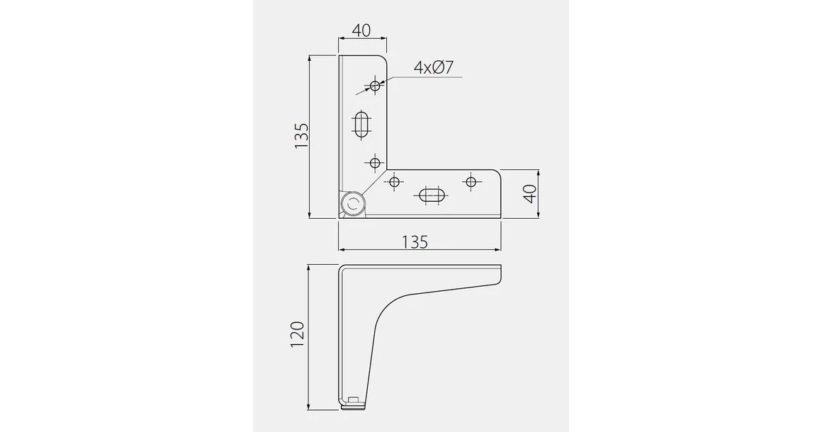 Kép 3/3 - Bútorláb fém, STGY135, 100mm, króm