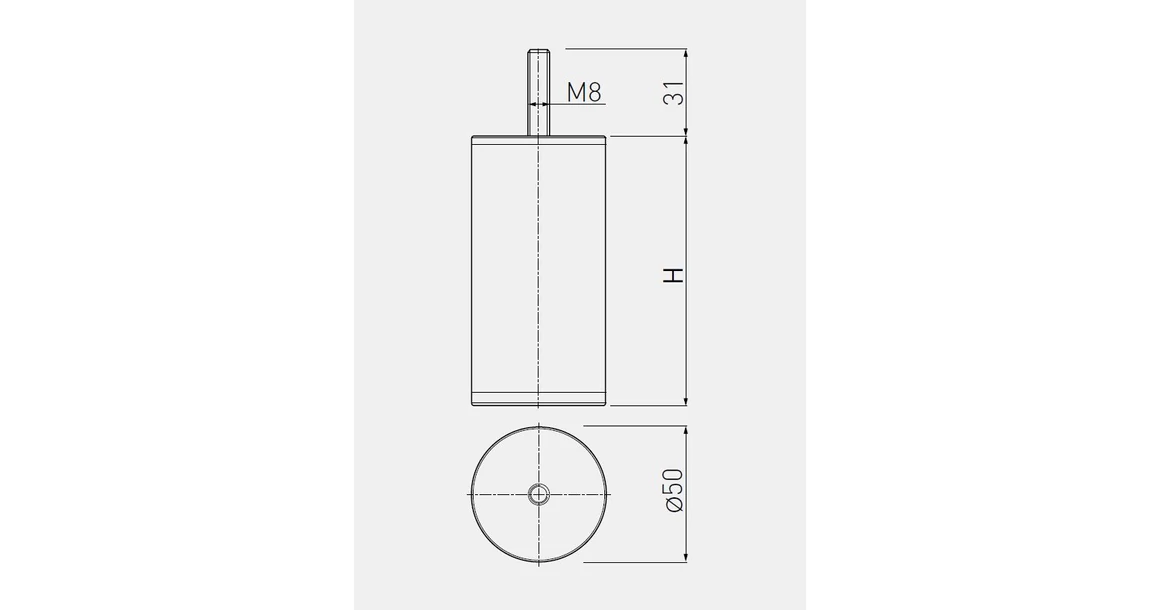 Kép 2/2 - Bútorláb fém, STR50, 100mm, króm