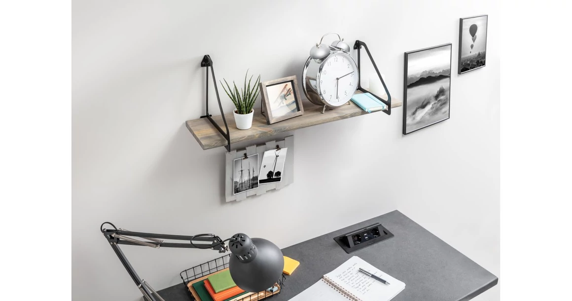 Kép 4/6 - Polctartó konzol INGRID, 36 x 23 cm, matt fekete