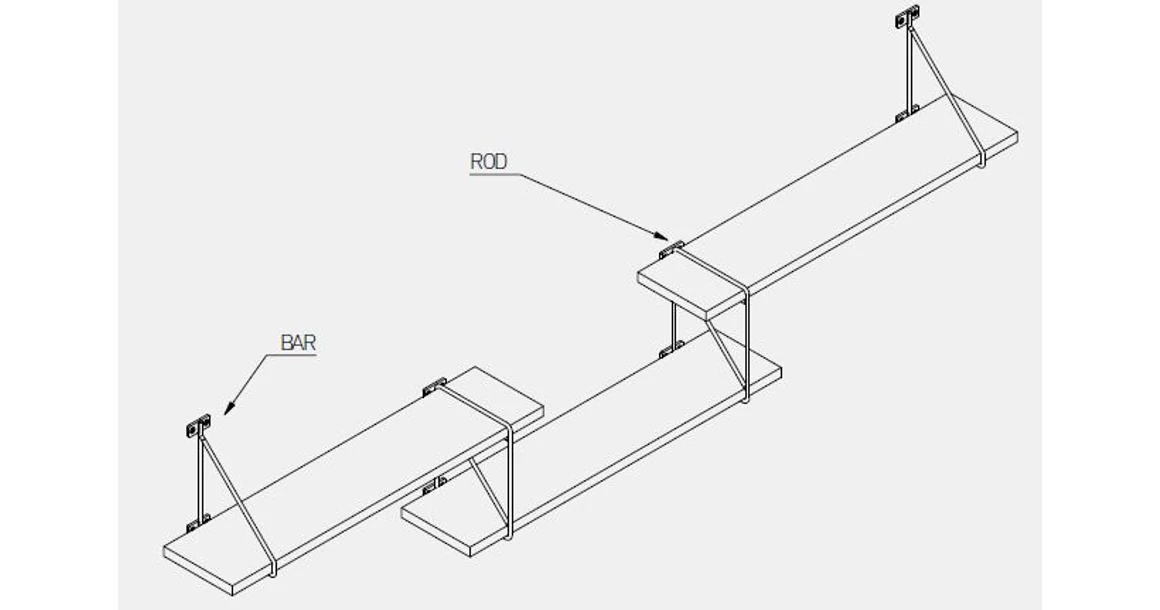 Kép 8/8 - Polctartó konzol ROD, 21 x 17 cm, matt fekete
