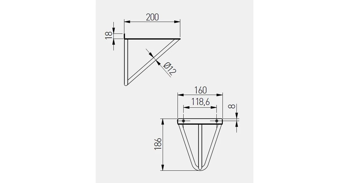 Kép 8/8 - Polctartó konzol WIRE, 18 x 16 cm, matt fekete