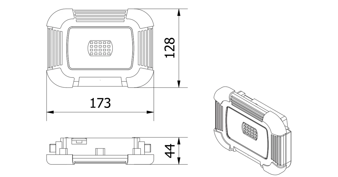 Kép 7/7 - LED reflektor akkumulátorral ONYX 20W, 1600lm, AC220-240V, 50/60 Hz, PF>0,5, RA>80, IP54, 120°, 6400K, kék