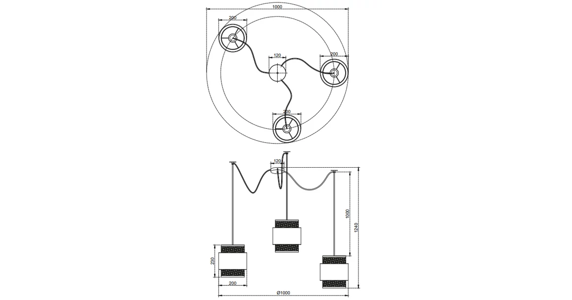 Kép 7/7 - Lámpa Fali lámpatest ABRA 2, 6151, AC220-240V, 50/60Hz, 3*E27, max.40W, átmérő 20 cm, krém